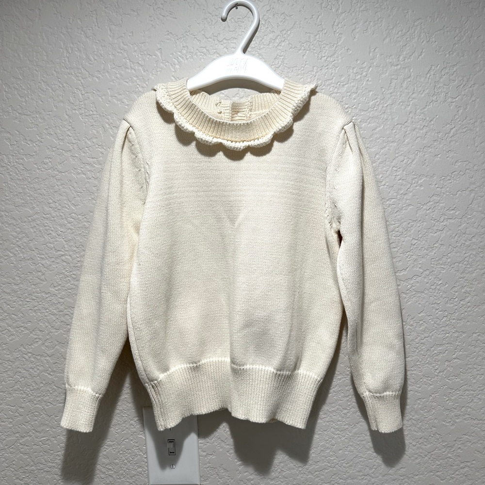 Cream scalloped neck sweater